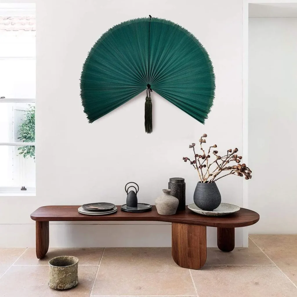 wall decor with bamboo fan